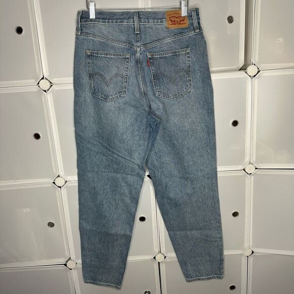 Levi's High Waisted Mom Jeans Deconstructed Indigo Tapered Distressed Size 30 - Picture 4 of 11